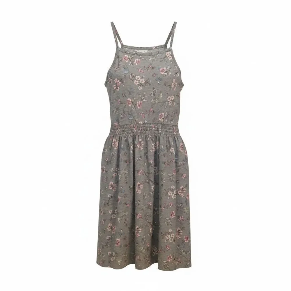 NWT GAP KIDS GREY FLORAL DRESS